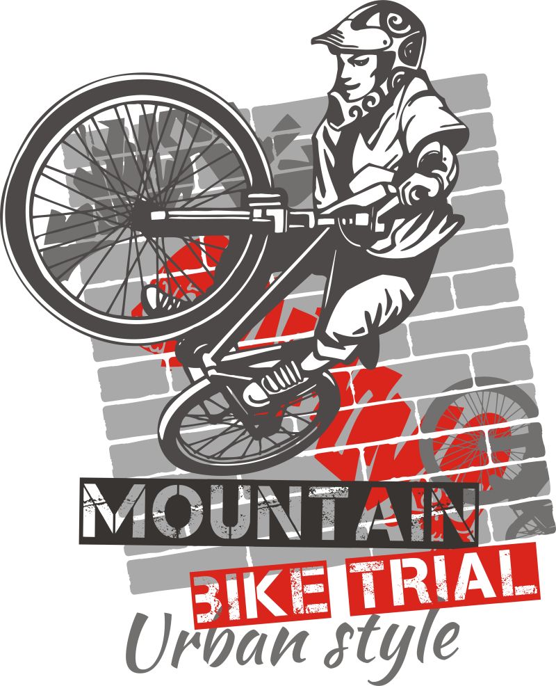 矢量城市风格山地自行车设计