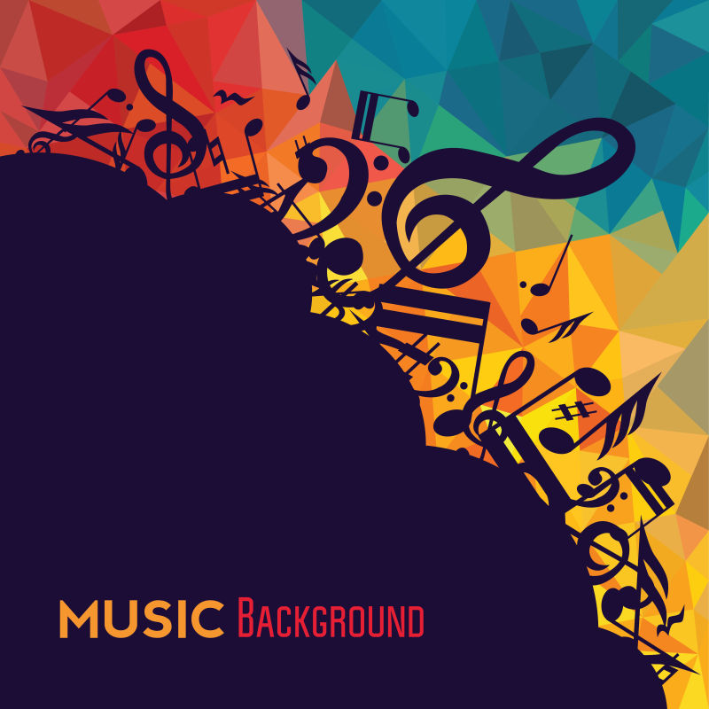 抽象矢量音乐主题的几何风格背景设计
