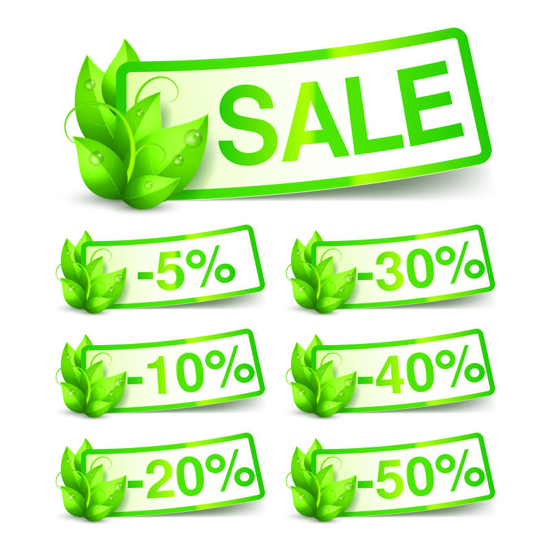 创意矢量生态主题的销售折扣标签设计