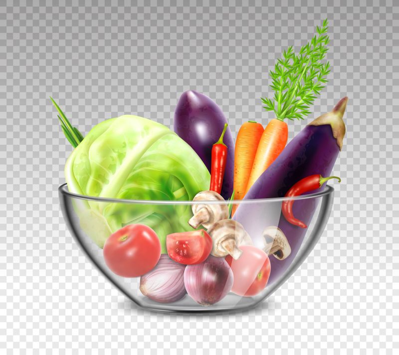 创意矢量放在盆里的蔬菜插图