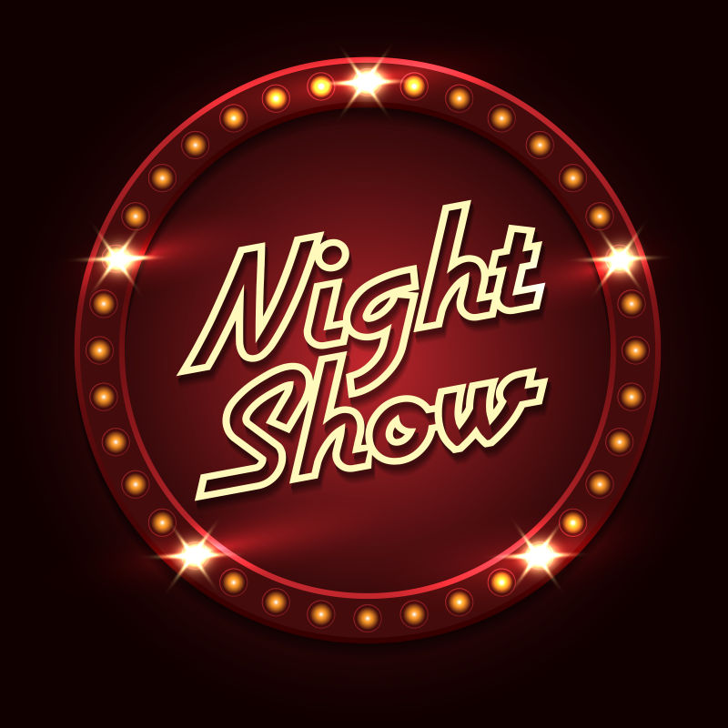 矢量霓虹灯光装饰的夜店标志