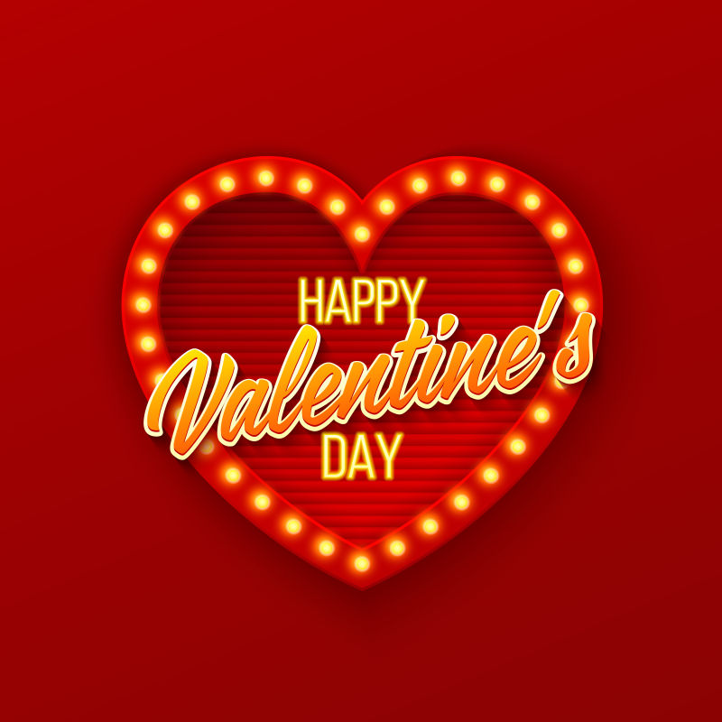 创意矢量情人节主题的霓虹灯设计