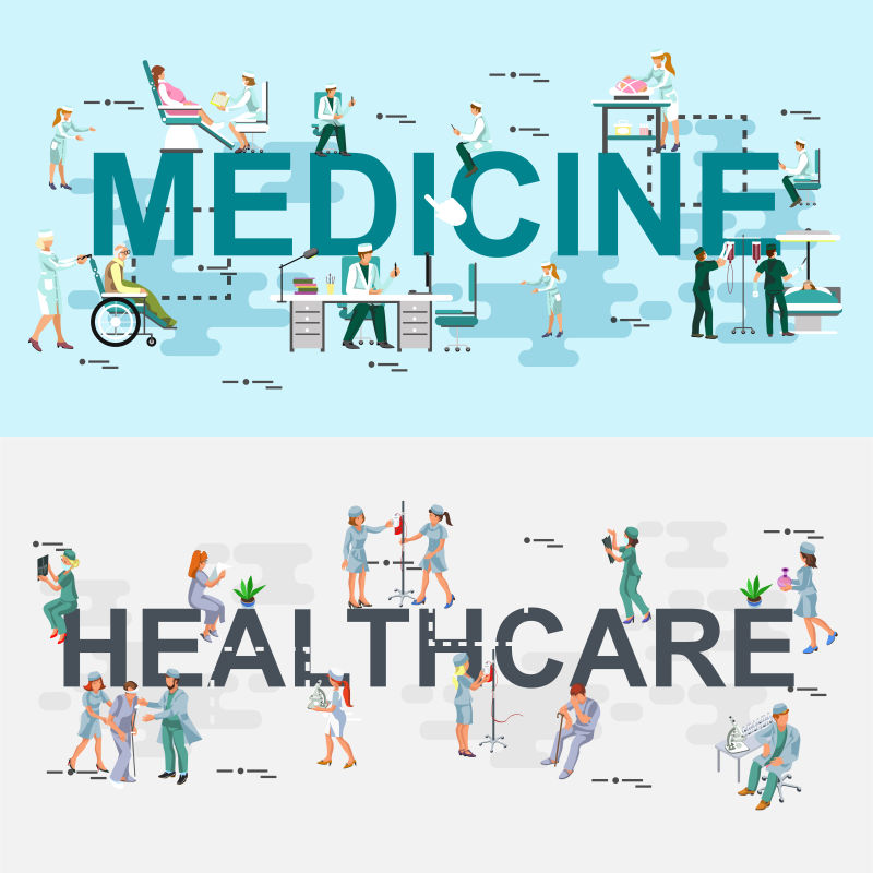 创意矢量现代关注健康主题的平面插图设计