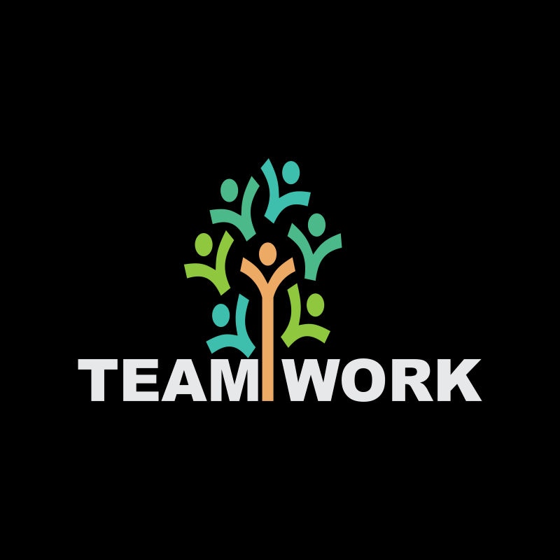 抽象矢量团队合作主题的创意标志设计