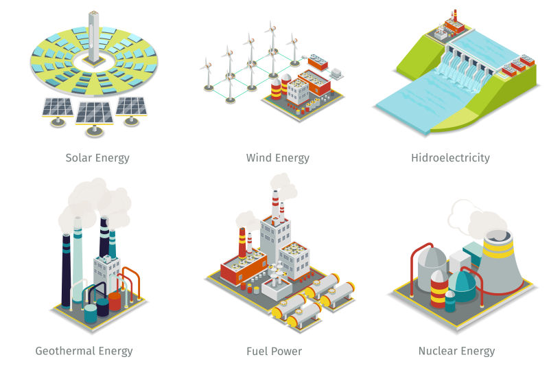 创意矢量工业发电厂的设计元素插图