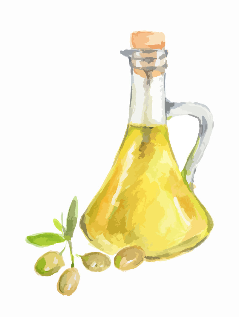 抽象矢量水彩风格的橄榄油设计