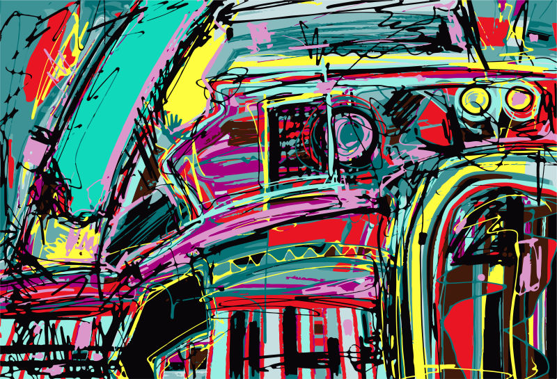 创意矢量彩色超现实的数码绘画插图设计