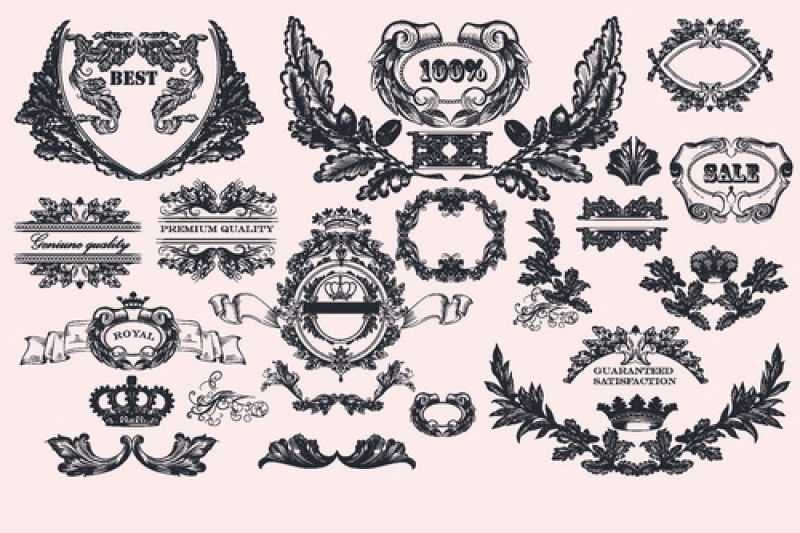 老式巴洛克风格装饰矢量设计