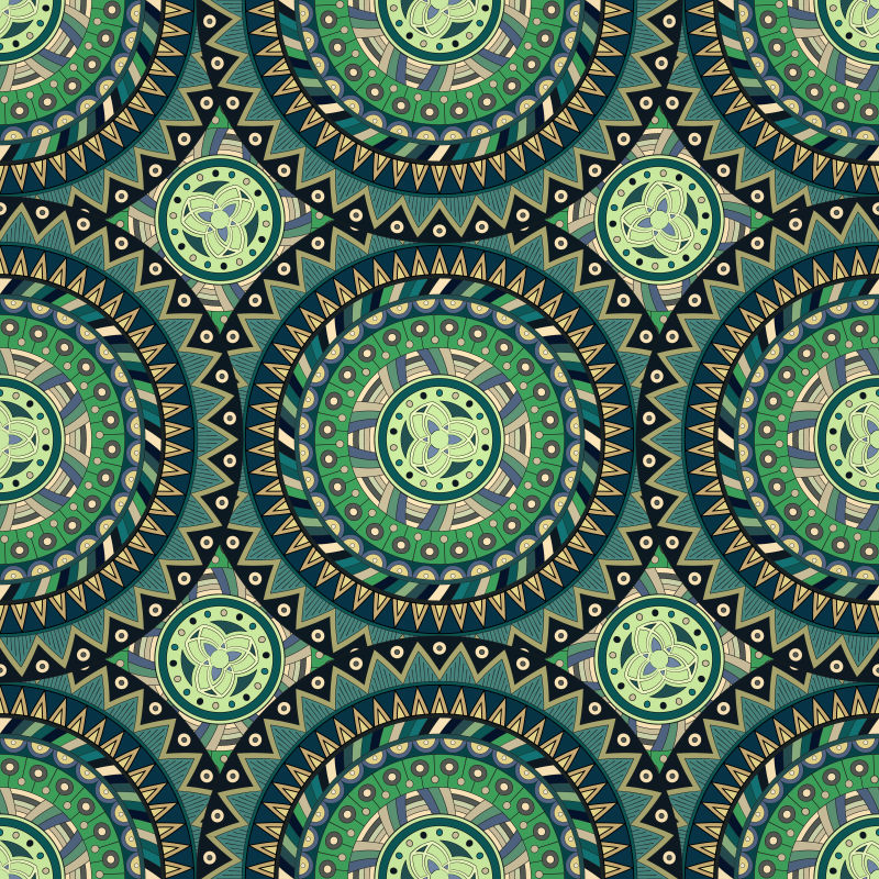 抽象矢量现代绿色花卉元素装饰无缝背景