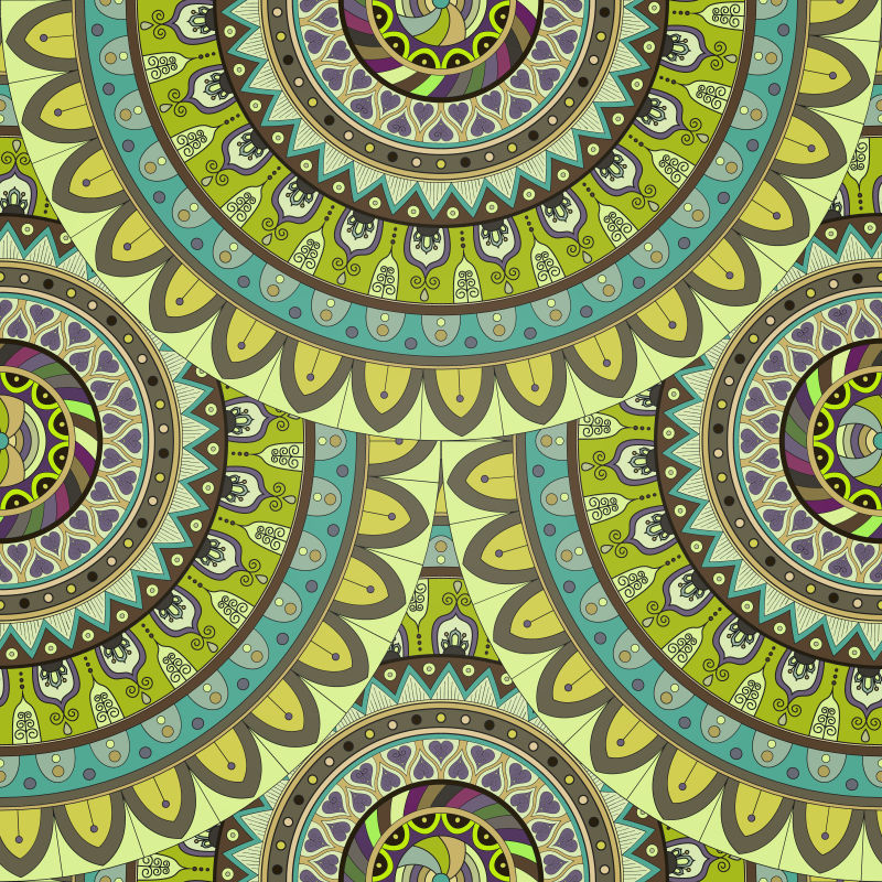 复古的绿色花卉背景矢量设计