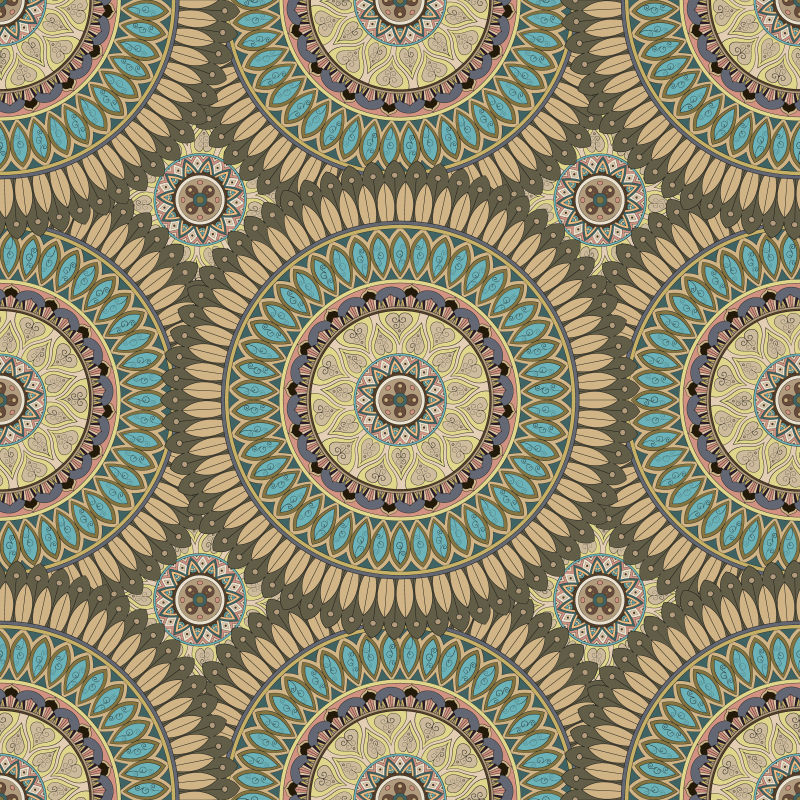 矢量的绿色复古花卉背景