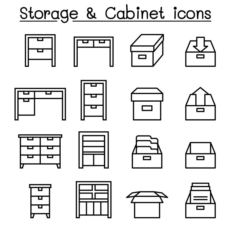矢量柜子抽屉存储图标