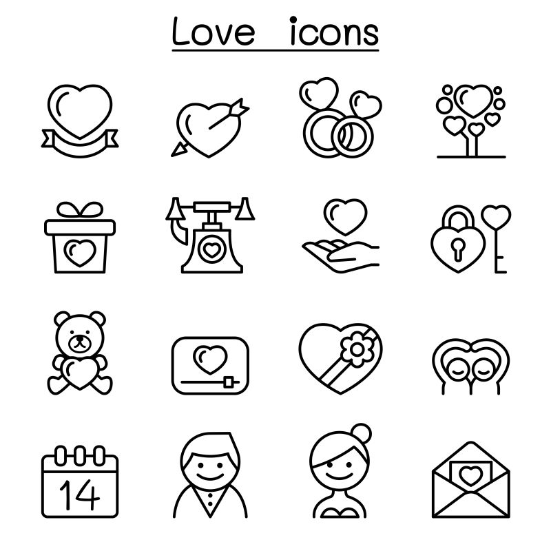 矢量爱情图标