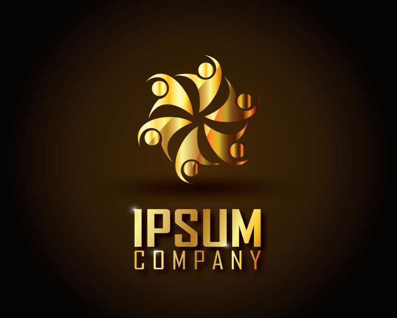 矢量的金色花卉图案标志