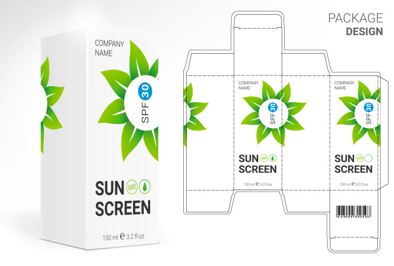 创意矢量几何花卉元素的包装盒设计