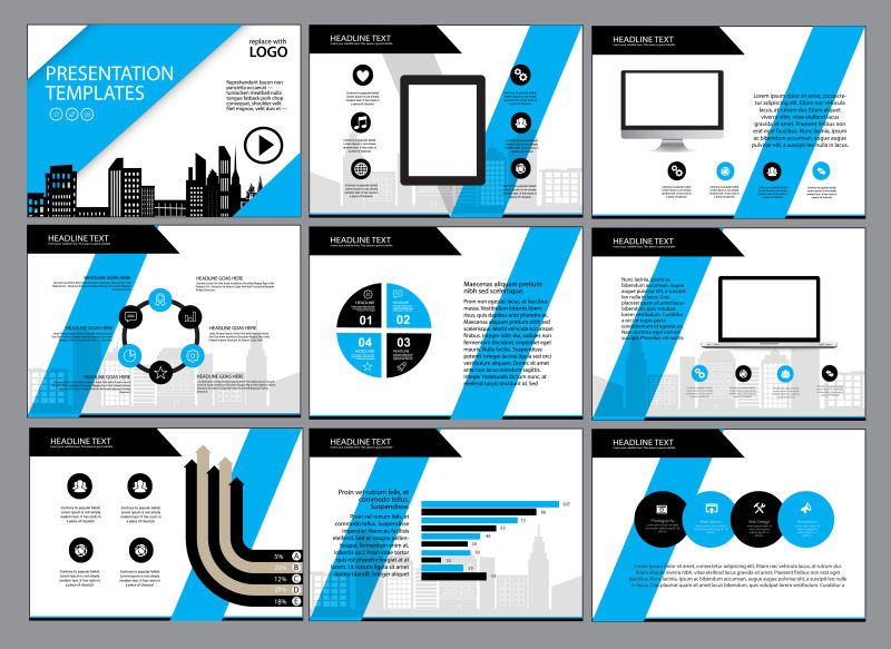 矢量抽象现代宣传幻灯片设计