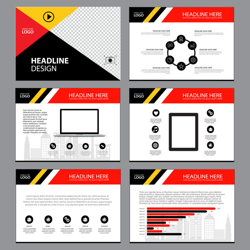 抽象矢量整套宣传幻灯片设计