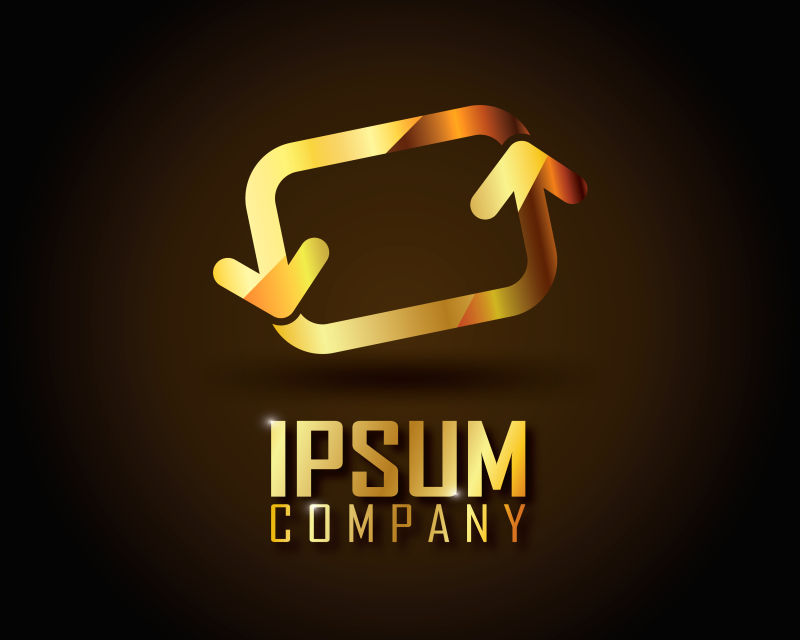 矢量创意金色循环箭头标志设计