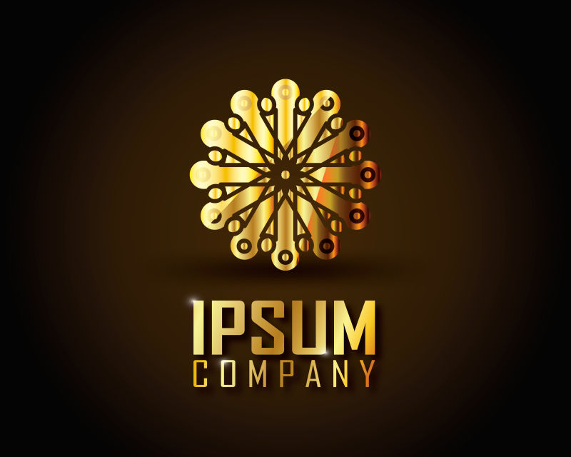 抽象矢量现代金色机械标志设计