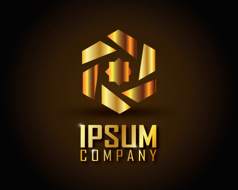 抽象矢量金色有光泽的标志设计