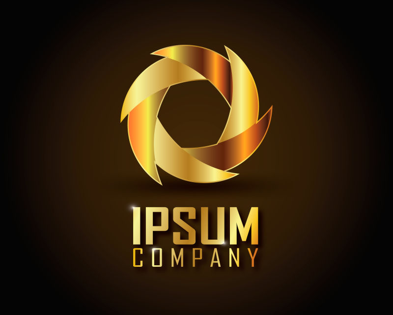 金色螺旋花纹标志矢量设计