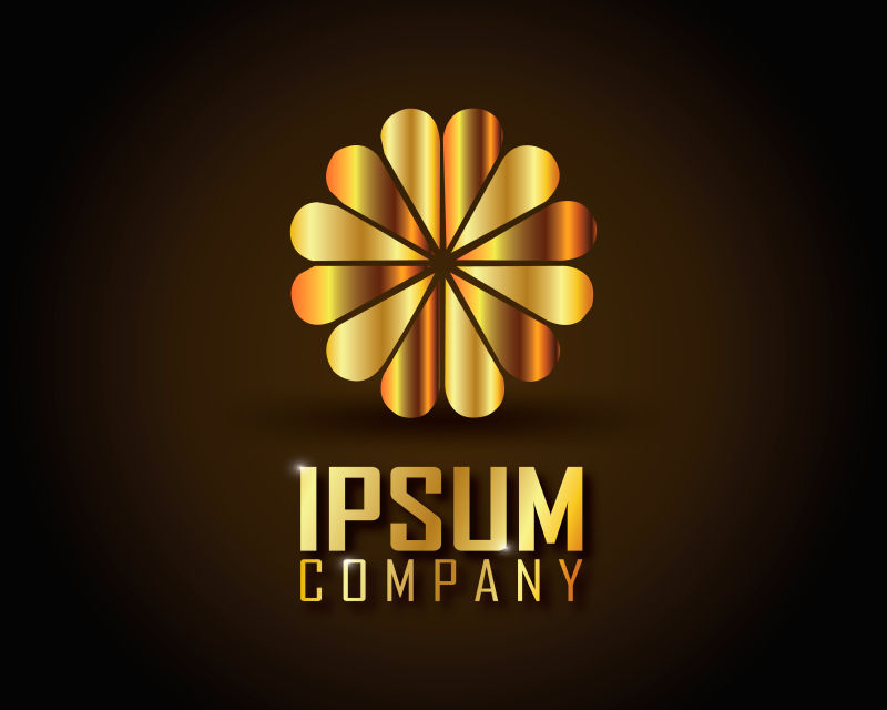 金色鲜花标志矢量设计