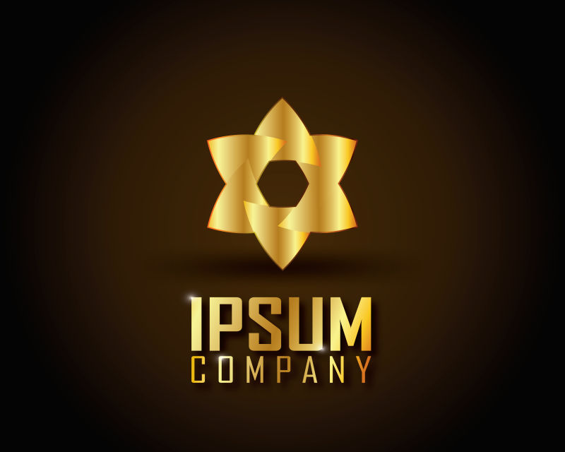 矢量的金色花环标志设计