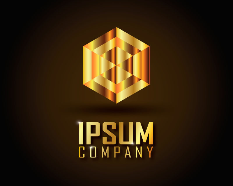 矢量的金色六边形标志设计