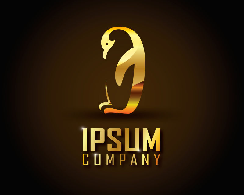 金色企鹅标志矢量设计