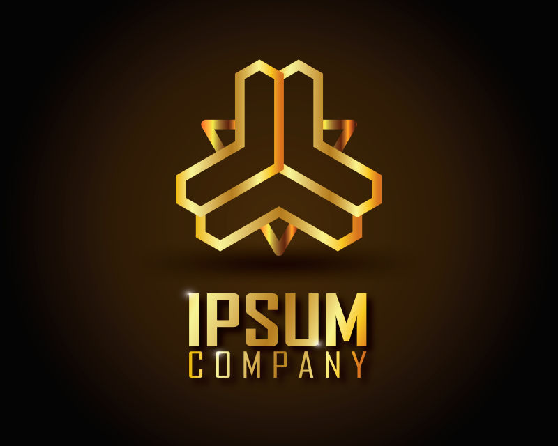 金色多边形线框标志矢量设计