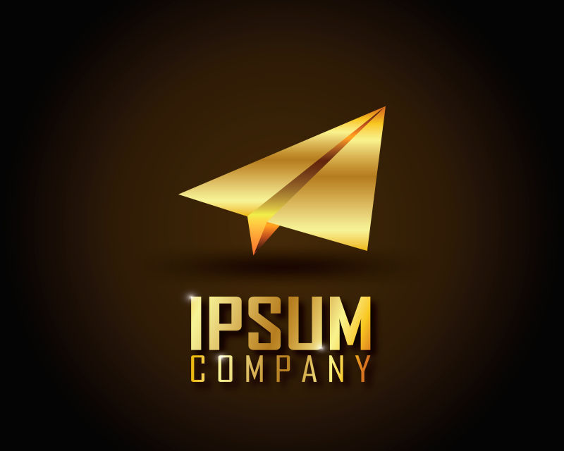 矢量的金色飞机标志