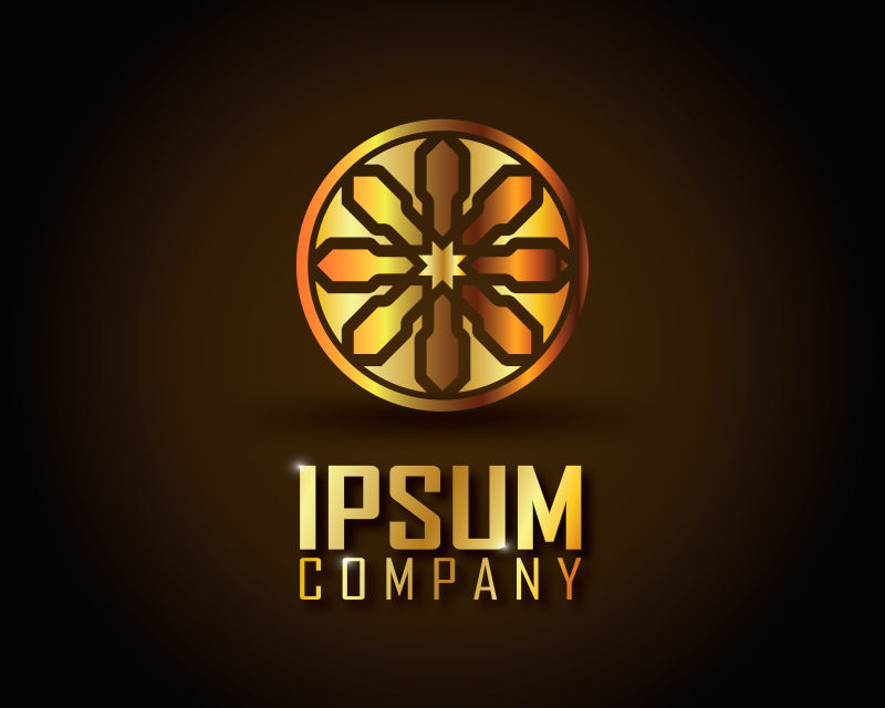 抽象的金色圆形标志矢量设计