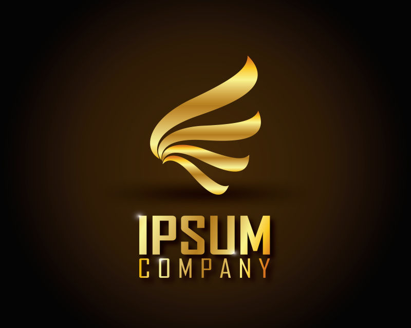 金色翅膀标志矢量设计