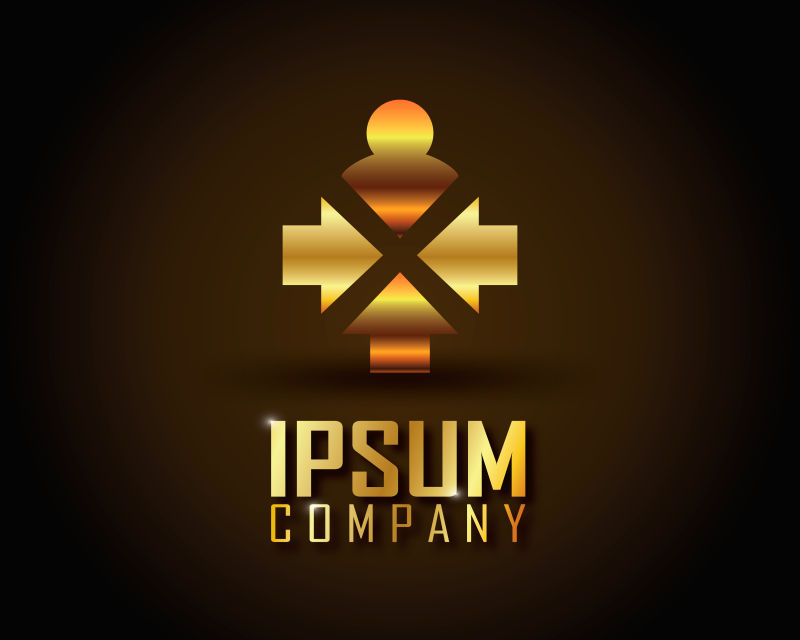 金色箭头标志矢量设计