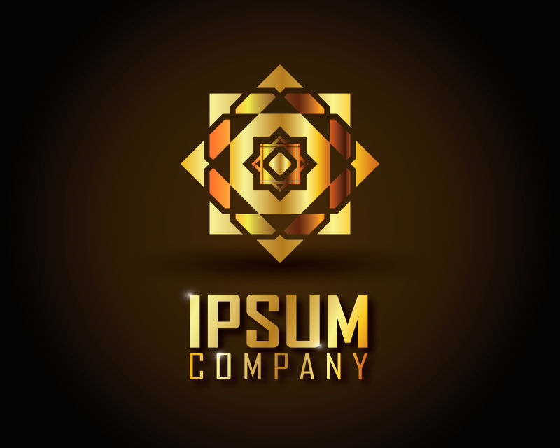 抽象的金色几何图案标志矢量设计