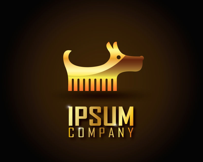 矢量的金色小狗标志