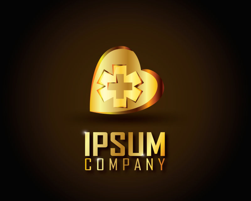 金色心形标志矢量设计