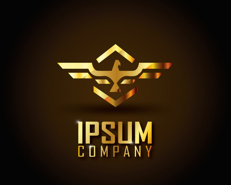 抽象矢量金色飞鹰元素的标志设计