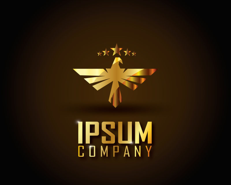 抽象矢量金色老鹰标志设计