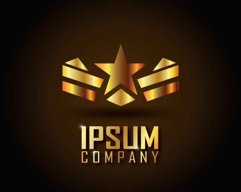 星星元素的矢量金色标志设计