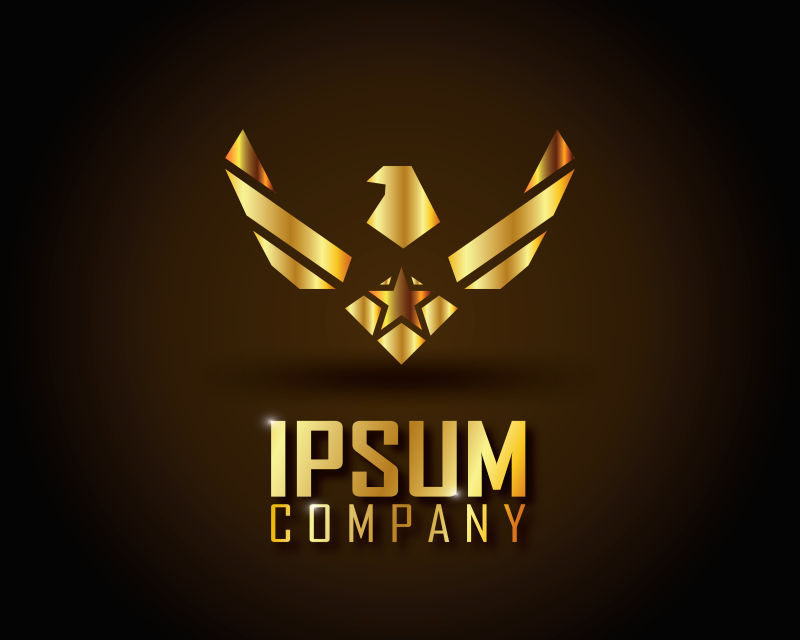 矢量创意抽象金色飞鹰标志设计