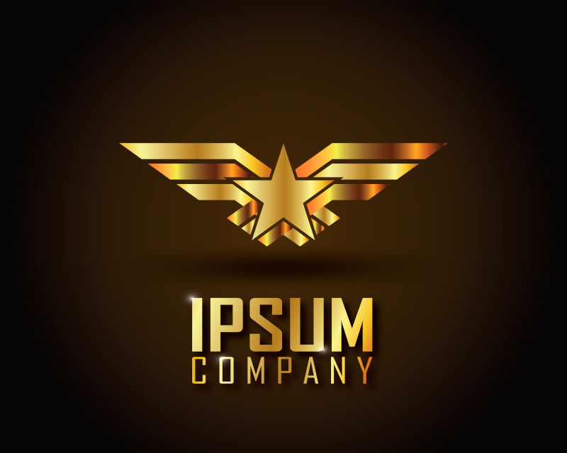 创意矢量金色星星盾牌标志设计