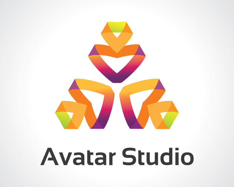 抽象矢量现代抽象三角飘带标志设计