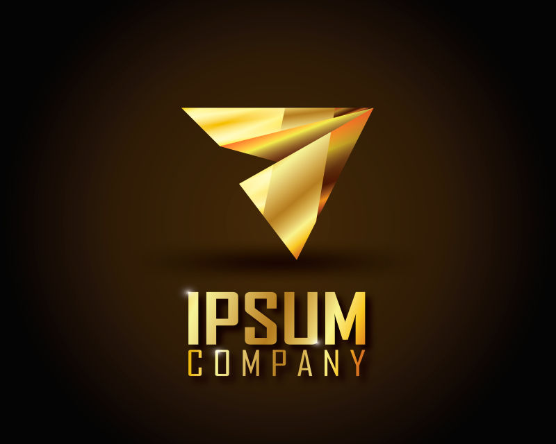 创意矢量金色纸飞机标志设计