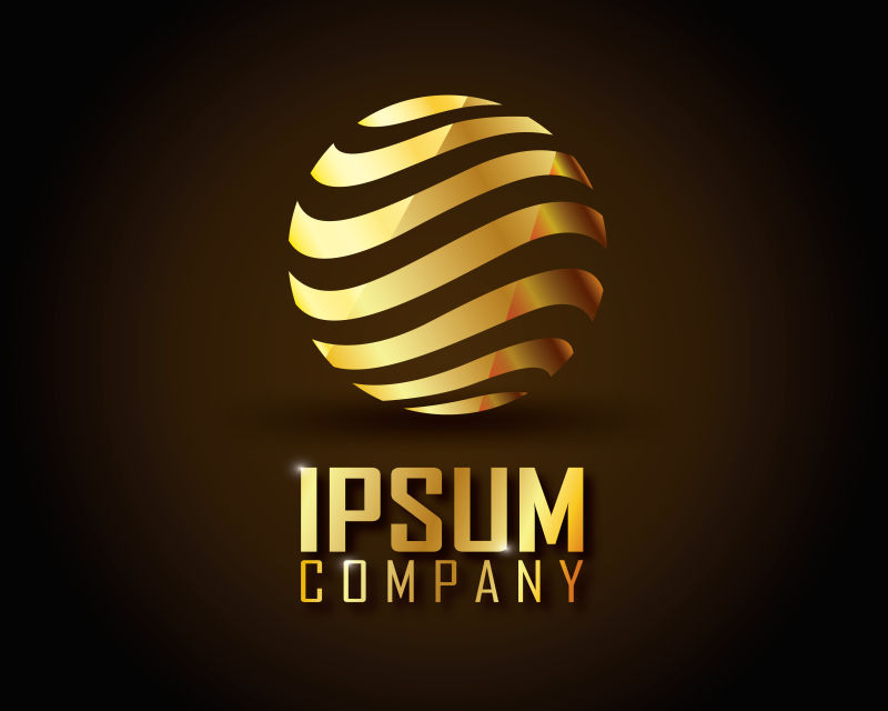 矢量抽象金色球形标志设计