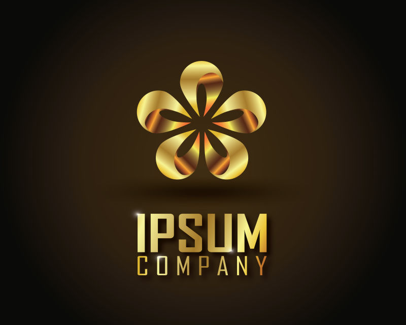 矢量抽象金色花瓣标志设计