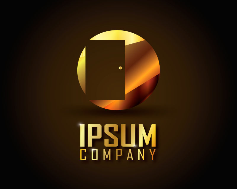 抽象矢量金色镂空圆形标志设计