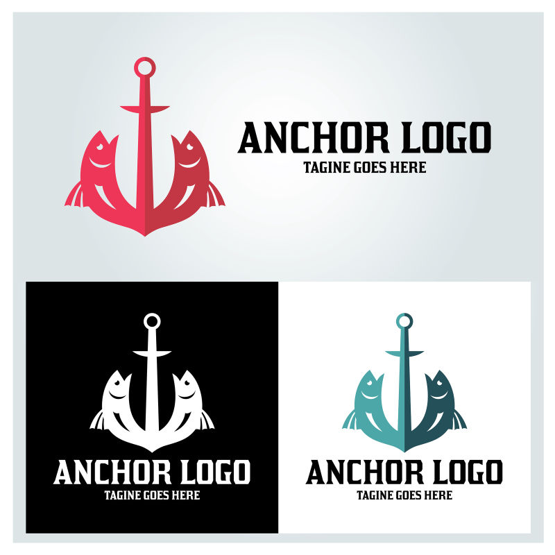 抽象矢量船锚元素标志设计