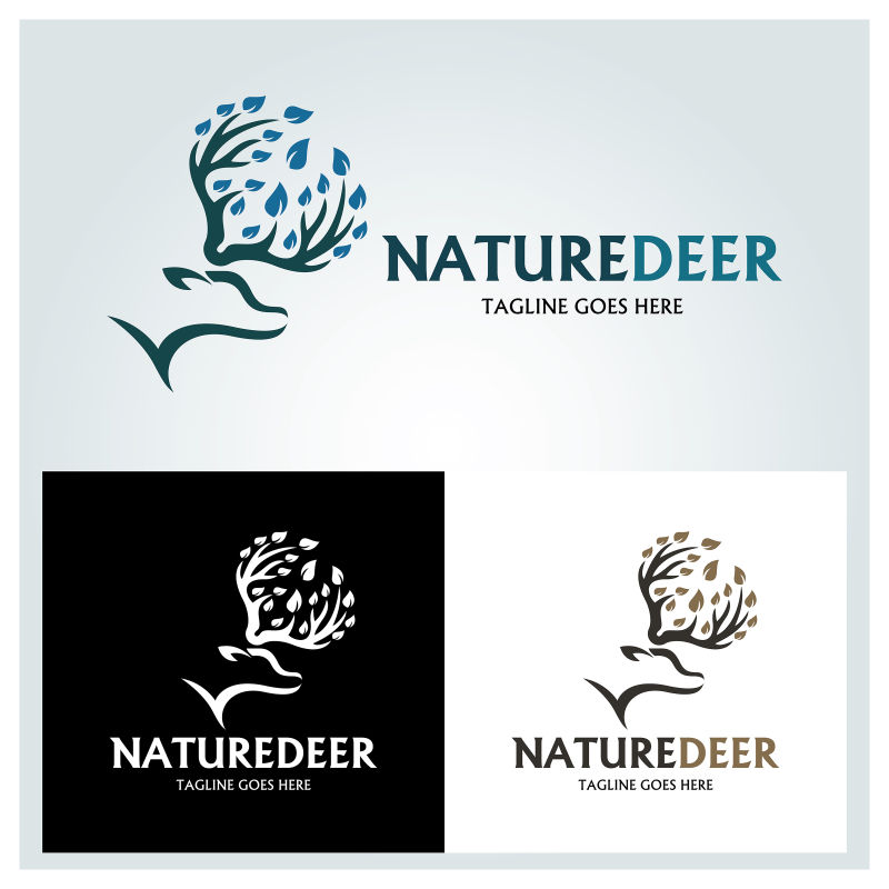 抽象矢量现代自然梅花鹿元素的标志设计