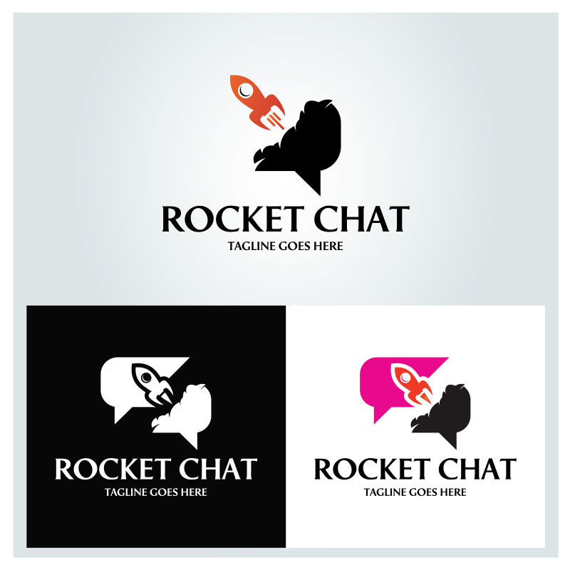 抽象矢量火箭主题标志设计